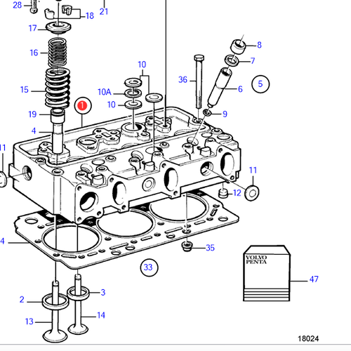 Volvo Penta Cylinder head complete Volvo Penta 3803525