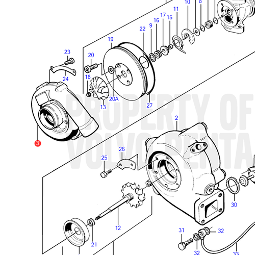 Volvo Penta Compressor housing turbo Volvo Penta 3837691