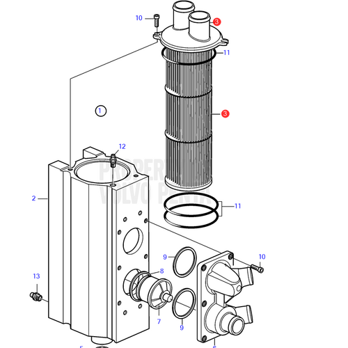 Volvo Penta Insertar intercambiador de calor D3- 22004363 Volvo Penta 21456469