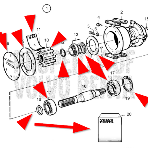 Volvo Penta Seewasserpumpe Volvo Penta 3829310 - 864163