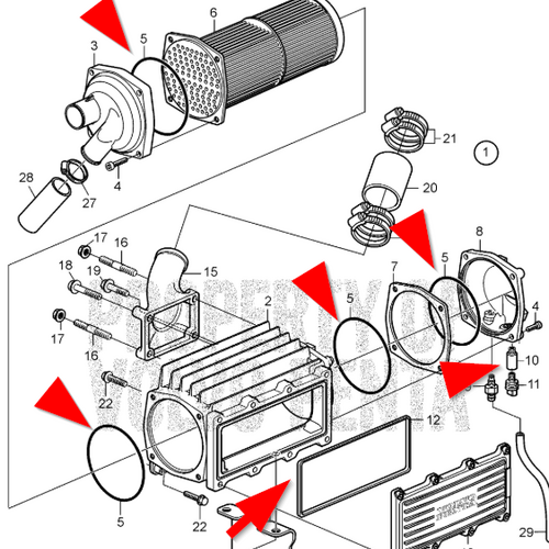 Volvo Penta Ladeluftkühler-Überholungssatz D4-D6 Volvo Penta