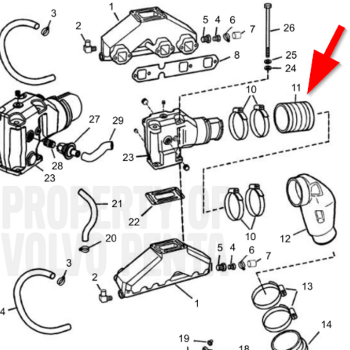 Volvo Penta Auspuffschlauch bellow Volvo Penta 3852696