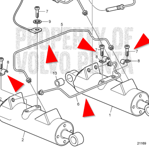 Volvo Penta Leiding set trimcilinders DPH-DHR Volvo Penta 3862857 - 3862858