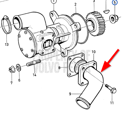 Volvo Penta Schlauchanschluss für Pumpe 3836563 Volvo Penta 848596