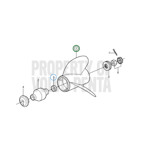 Volvo Penta Edelstahlpropeller, 3-Blatt, Volvo Penta SX-Laufwerk