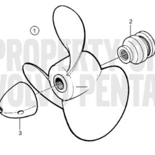 Volvo Penta Propeller Aluminium 3-Blatt Volvo Penta mit langer Nabe