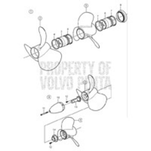 Volvo Penta Propeller Duoprop Edelstahl Set FWD Typ K  Volvo Penta