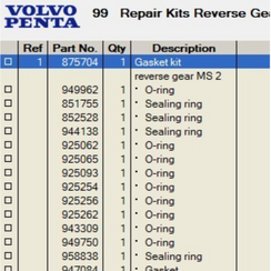 Kit de reparación de juntas MS2 Volvo Penta 875704