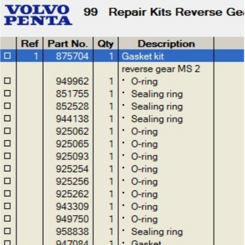 Volvo Penta Reparatursatz Dichtungen MS2 Volvo Penta 875704