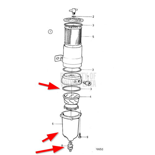 Volvo Penta Bowl voor filter - waterafscheider Volvo Penta 3838853 - 3825030