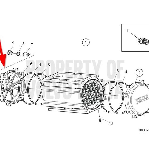 Volvo Penta Deksel air charger koeler D8A Volvo Penta 23132398 - 230250182