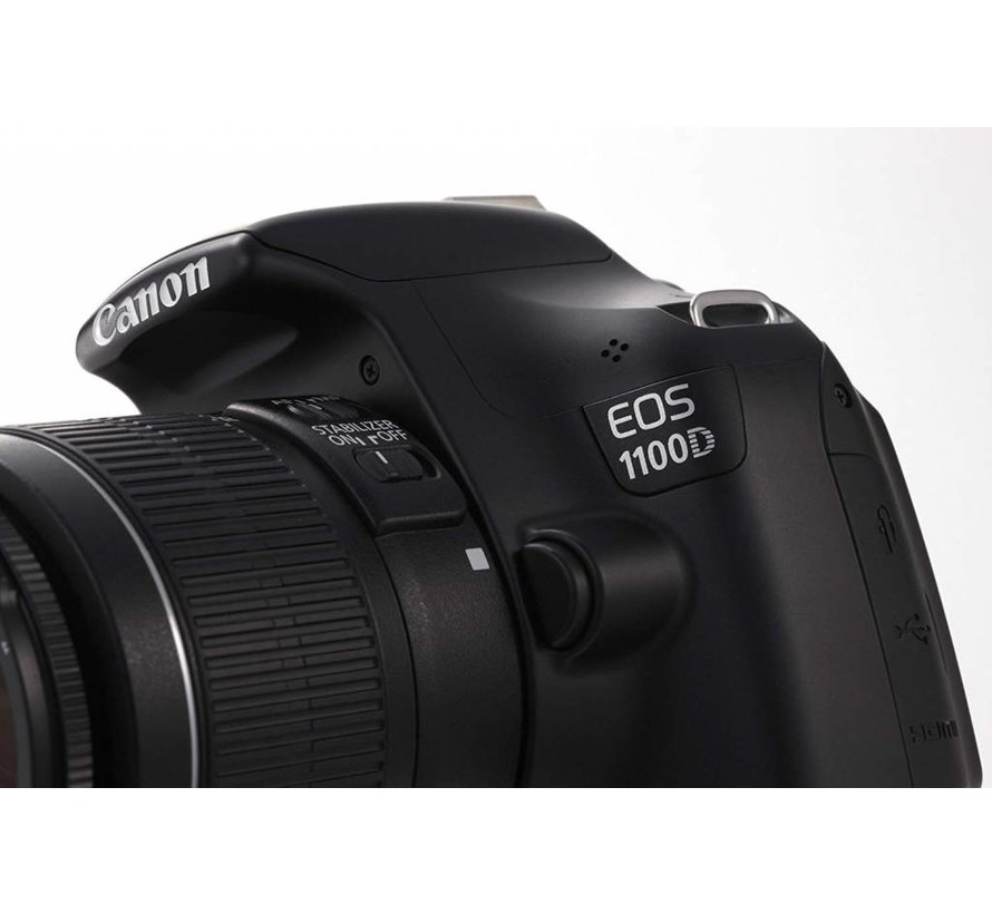 Cámara digital EOS 1100D SLR de Canon (12 megapíxeles, pantalla de 6,9 ​​cm (2,7 pulgadas), compatible con HD, visualización en vivo)