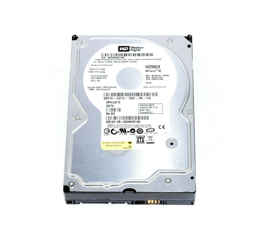 Western Digital WD2500JS-75NCB3 250.0GB 7200RPM 3.5 "Hard Disk