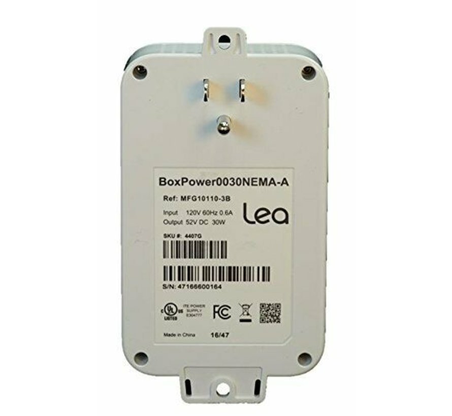 Lea BoxPower0030NEMA-A Wall Plug Gigabit Power Over Ethernet (PoE) para EE. UU.