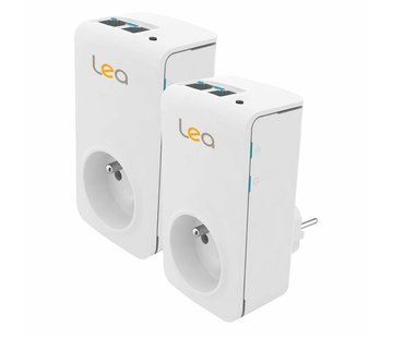 Lea 2 x Adaptador Lea NetSocket 200 Nano Powerline Adaptador de red de 200 Mbps