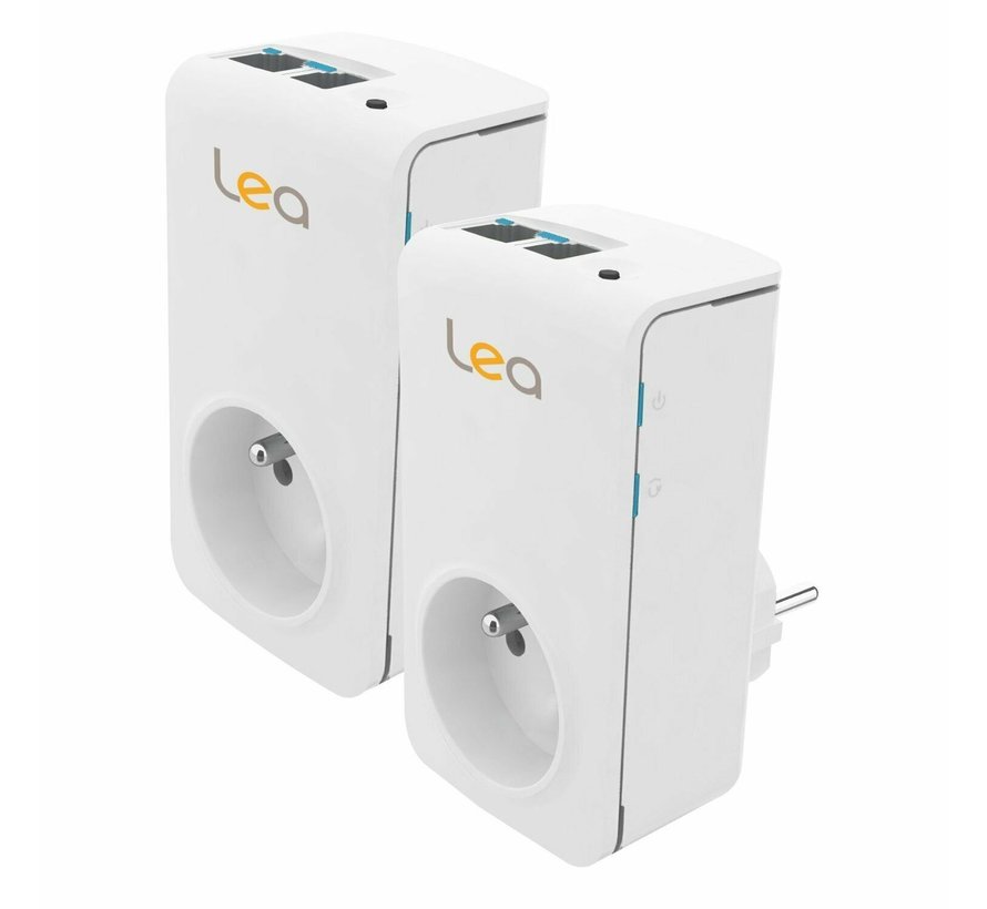 2 x Adaptador Lea NetSocket 200 Nano Powerline Adaptador de red de 200 Mbps