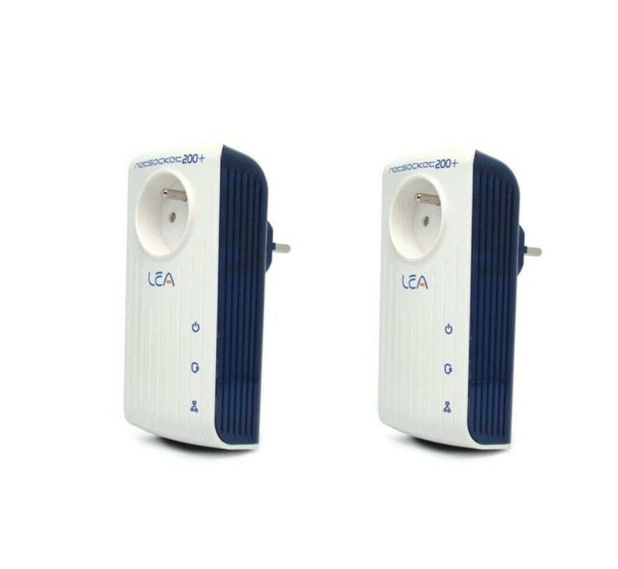 2 x Lea NetSocket 200+ Powerline Adapter 200Mbps network adapter set