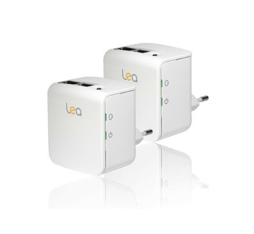 2 x Adaptador de red Lea NetPlug 200 Nano EU Powerline Adapter 200Mbps 2 puertos