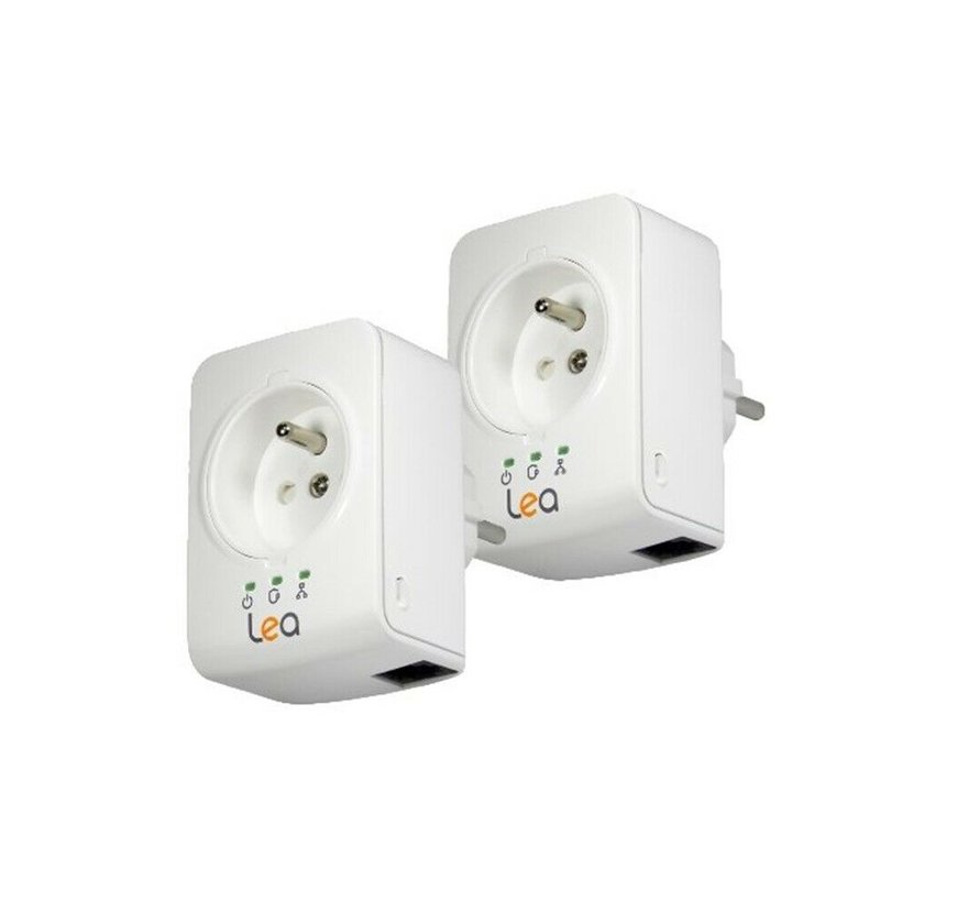 2 x Lea NetSocket 500 Mini adaptador de red 500Mbps Adaptador Powerline FR SET