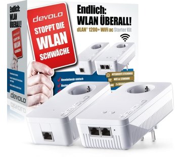 DEVOLO dLAN 1200+ WiFi ac Starter Kit Weiss Powerline WLAN 9390 LAN / WLAN