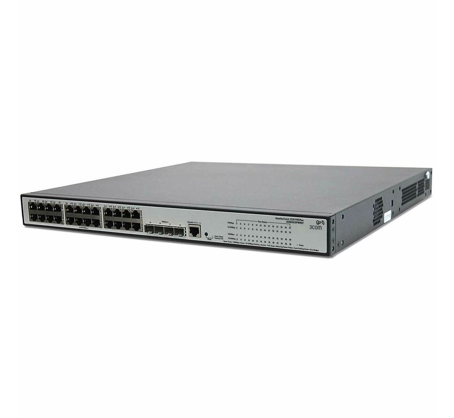 3COM Baseline Switch 2928-PWR Plus 3CRBSG28PWR93 24-Port POE Network Switch