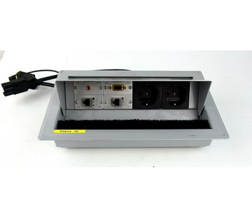 Kindermann tipo 7444 caja de instalación de mesa / techo 2x alimentación 2x ​​LAN 1x VGA 1x audio 3,5