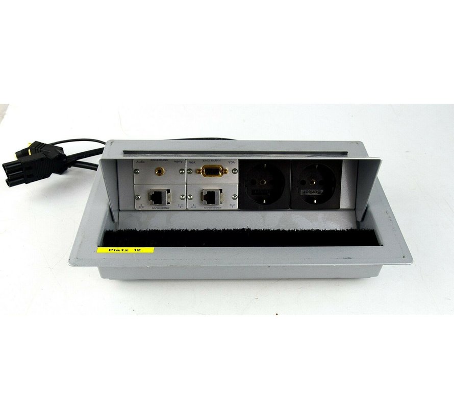 Kindermann Typ 7444 Tisch/Deckeneinbaugehäuse 2x Strom 2x LAN 1x VGA 1x Audio 3,5