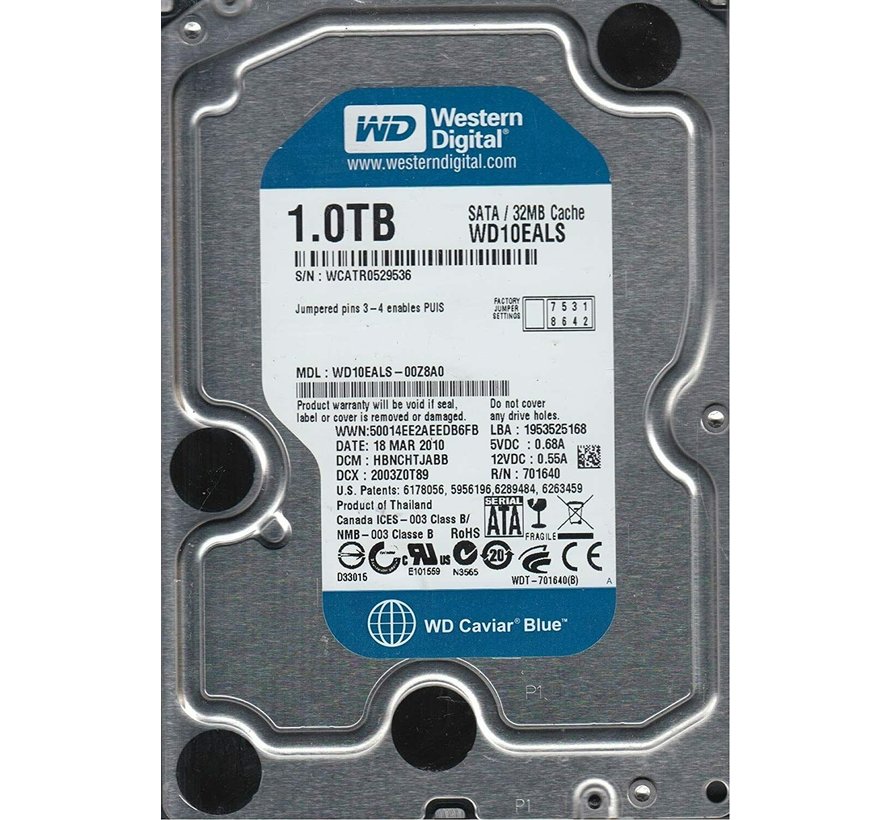 Western Digital WD10EALS-00Z8A0 Disco duro de 1 TB de 3,5 pulgadas