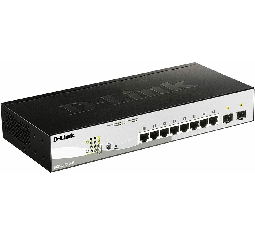 NTERRUPTOR INTELIGENTE WEB DE D-Link DGS-1210-10P Interruptor Gigabit de 8 puertos