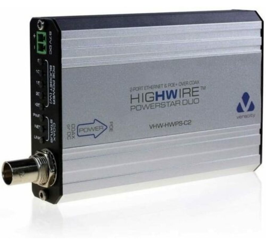 VHW-HWPS-C2 HIGHWIRE Powerstar Duo Ethernet de 4 puertos POE + sobre COAX