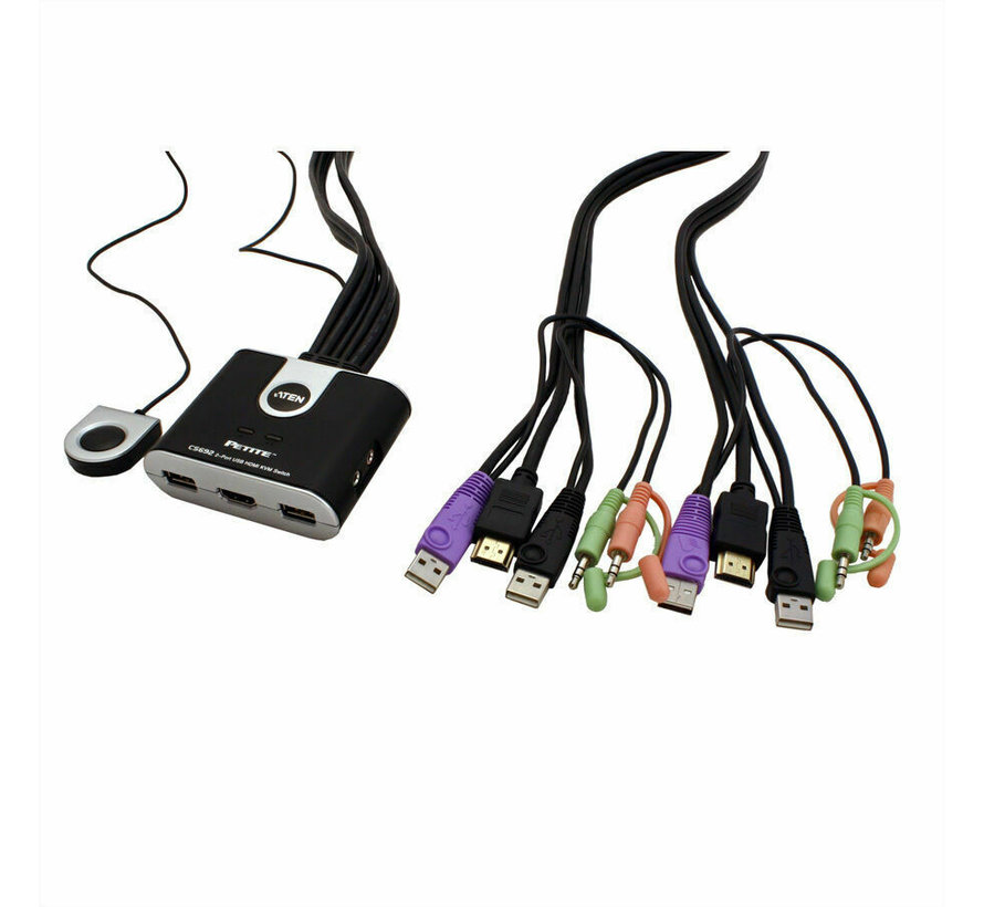 ATEN CS692 Conmutador KVM USB HDMI Audio 2 Puertos Conmutador NUEVO