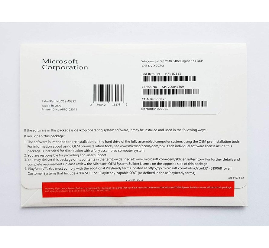 Windows Server Std 2016 64Bit Deutsche Lizenz Microsoft Windows