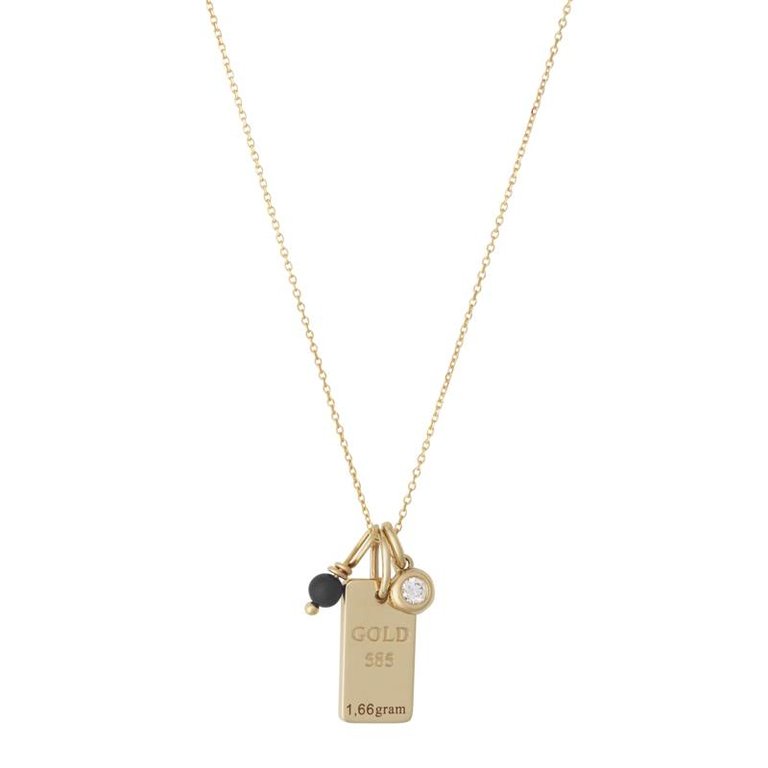 NECKLACE GOLD BAR, DIAMOND 0,05CRT AND TURQUOISE/ 14K YELLOW GOLD
