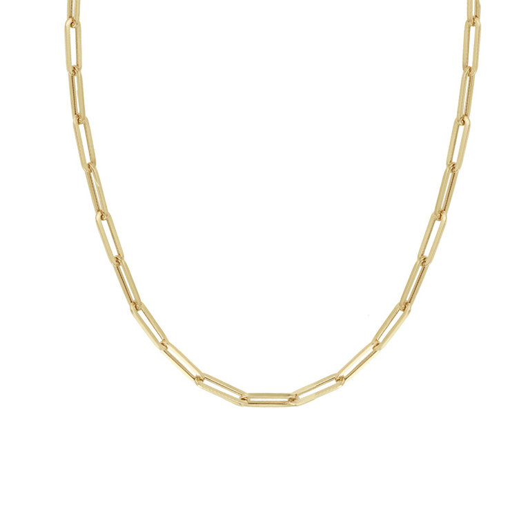 PAPERCLIP CHAIN NECKLACE/ 14K YELLOW GOLD