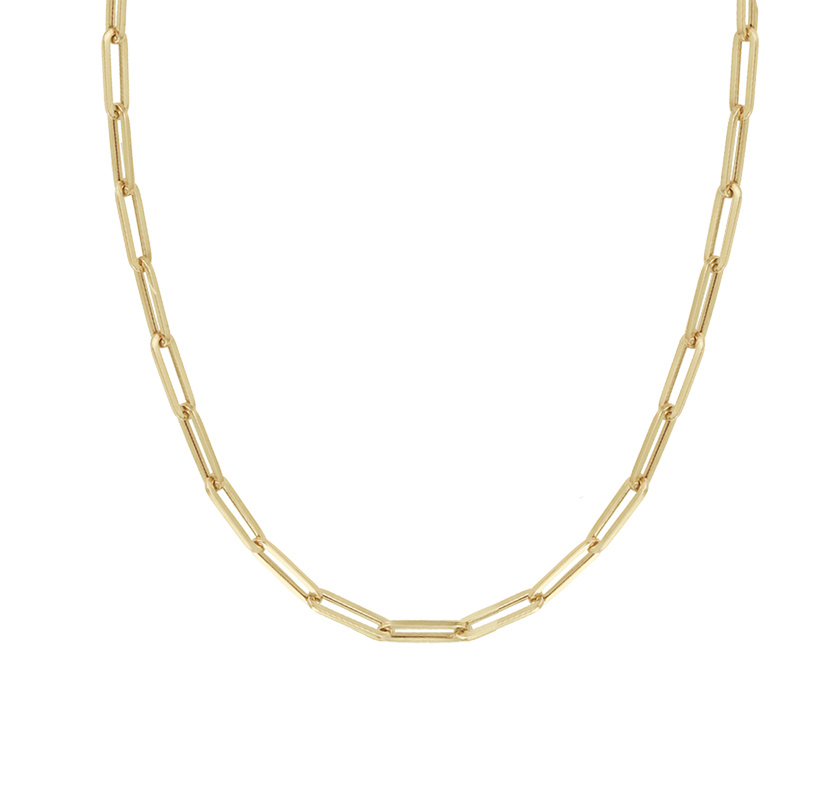 PAPERCLIP CHAIN NECKLACE/ 14K YELLOW 
