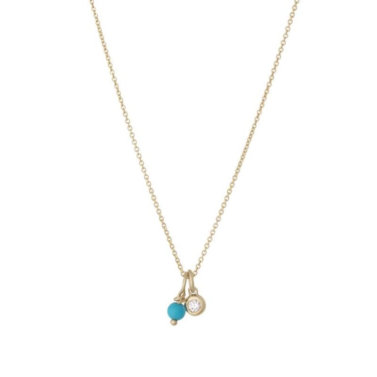 NECKLACE 0,05CRT DIAMOND IN BEZEL AND FRESHWATER PEARL/ 14K YELLOW GOLD