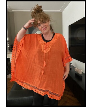 merkloos Orange Poncho