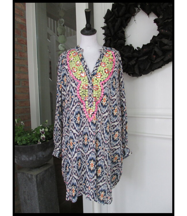 Blau Gold & Silver Kleid