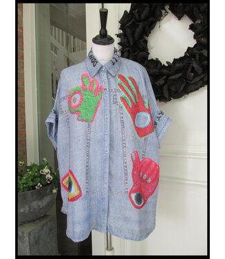 merkloos Blau Bluse