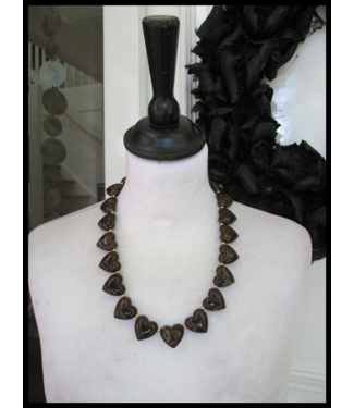 merkloos Bruine Hartjes Ketting