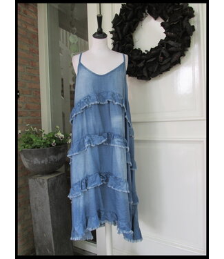 merkloos Blau Kleid