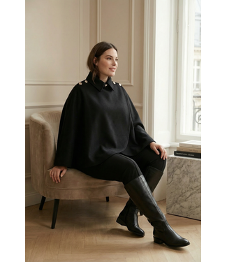 merkloos Schwarz Poncho