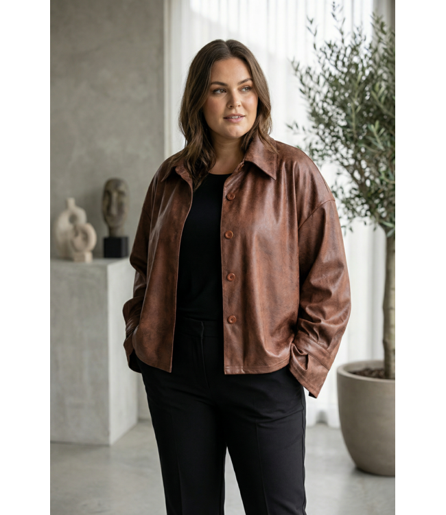 Cognac Leatherlook Magna Jasje