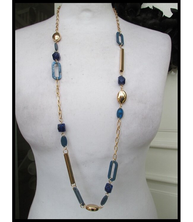 Goud/Blauwe Ketting