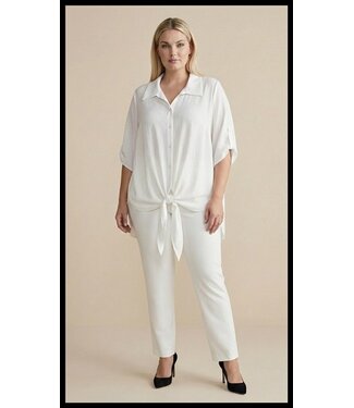 merkloos Lange Doorknoop Blouse