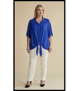 merkloos Lange Doorknoop Blouse