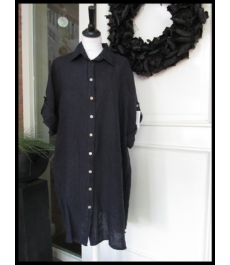 merkloos Blauw Linnen Blouse