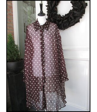 merkloos Bruine Polka Dot Blouse
