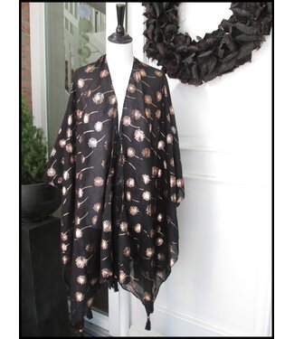 merkloos Schwarz Poncho