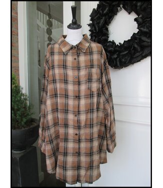 merkloos Geruite Trendy Blouse